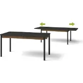 Bettso Hochbein Klapptisch Tisch PRESTIGO 160 bis 240 cm Schwarze Marmorplatte + Nussbaum