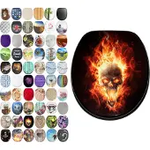 Sanilo WC-Sitz Totenkopf in Flammen, Toilettendeckel direkt vom Hersteller, Klodeckel, Klobrille, WC Deckel, Toilettensitz, Toilettenbrille