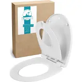 Calmwaters Familien WC-Sitz, Toilettendeckel mit integriertem Kindersitz, einzeln lösbar, Absenkautomatik, 2 Montage-Optionen von oben, abnehmbar, antibakteriell, ovale Klobrille Weiß