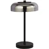 Licht-Erlebnisse LED Tischlampe dimmbar Touch Metall Rauchglas D: 23 cm rund 39 cm Schwarz Rauchgrau warmweißes Licht 3000 K