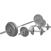 Gorilla Sports Hantelset 108kg - Langhantel 170cm, SZ Curlstange 120cm, 2x Kurzhanteln 30mm, Gewichte 6x1,25kg, 6x2,5kg, 2x5kg, 2x10kg, 2x15kg, 8 Sternverschlüssen, gerändelt, Gusseisen - Hantel Set