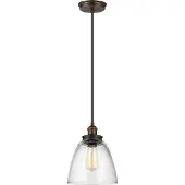 Elstead Lighting Baskin Aufhängung Glas antik Messing lackiert Zink 1 Licht E27 D22.8Cm
