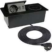 Design Light DesignLight ZEOBOX schwarz mit 1x Schuko, 1xUSB A und C und Induktionsladegerät / Tischsteckdose