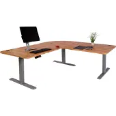 Mendler Eck-Schreibtisch MCW-D40, Bürotisch Computertisch elektrisch höhenverstellbar 178x178cm 84kg MVG eiche, grau
