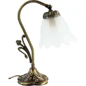 Licht-Erlebnisse Tischlampe Echt-Messing Bronze Hell Floral Blumen Deko Glas Jugendstil Nachttischleuchte Schlafzimmer Wohnzimmer