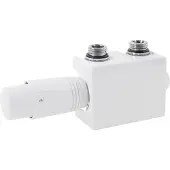 LuxeBath Ventil-Armaturen Set Multiblock, Weiß, Universal Eck- und Durchgangsform inkl. Thermostatkopf mit Mittelanschlus
