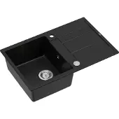 Quadron Spülbecken 1-Becken Spüle | Größe: 78 x 50 x 22 cm | MORGAN 111 | Küchenspüle Granitspüle aus GraniteQ mit Siphon | Carbon & Stahl