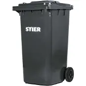 Stier 2-Rad-Müllgroßbehälter, Mülltonne, Volumen 240 Liter, Mülleimer, Farbe: Grau, Größe: 576 x 720 x 1067 mm, Restmülltonne mit Rädern und Deckel, Universaltonne