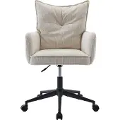 Vente-unique Bürostuhl höhenverstellbar - Cord - Cremefarben & Schwarz - BATARU von Pascal Morabito