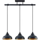 LINDBY Pendellampe Emna, 3-flg., schwarz/gold, Metall, 101cm