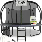 Juskys Trampolin SkyBounce L Ø 366 cm mit Sicherheitsnetz & Leiter
