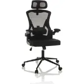 Hjh OFFICE Profi Bürostuhl ARIGANO Ergonomischer Schreibtischstuhl mit Armlehnen Stoff / Netzstoff Schwarz Drehstuhl für Büro, Zuhause