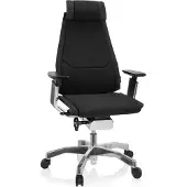 Hjh OFFICE High End Bürostuhl GENIDIA PRO Ergonomischer Schreibtischstuhl mit Armlehnen Stoff Schwarz Drehstuhl für Büro, Zuhause