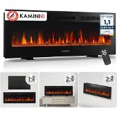 KAMINIO Elektrokamin MARLON - Elektrischer 3-in-1 Kamin mit Heizung, 3D-Flammeneffekt, 12 Flammenfarben, Fernbedienung - 50 Zoll