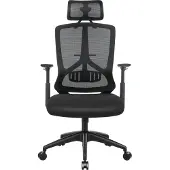 Songmics Chefsessel, ergonomischer Bürostuhl mit Lendenwirbelstütze, Drehstuhl, Verstellbare Kopfstütze und Armlehnen, Wippfunktion und Höhenverstellung OBN53BK