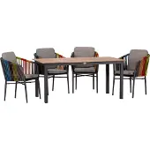 Acamp 4x 56363 Manhattan color Sessel + 1x 57443 Acaplan 160x90cm anthrazit -cherry