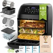 Stillstern Heißluftfritteuse XXL 12L mit LED-Touchscreen, Rezeptbuch auf Deutsch, 12 Programme, Vorheizen&Warmhalten, 1800W Heissluftfritteuse AirFryer XXL ohne Öl Dörren Minibackofen Camping Grill