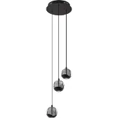 LUCANDE Hayley LED-Pendelleuchte dreiflammig schwarz Glas - , Hayley, Schwarz, für Wohnzimmer, Glas, Design