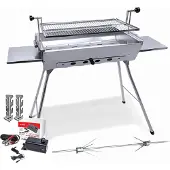 Grillpeter Mangal Ideal Grill Edelstahl 2mm mit Döner Hähnchen Drehspieß Motor