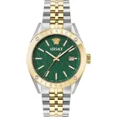 Versace VEKHA0525 Athletics silber gold grün Edelstahl Herren Uhr NEU