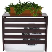 Mendler Alu Verkleidung für Klimaanlage/Wärmepumpe MCW-K59, Abdeckung Schutzgitter Pflanzenregal, Metall 73x90x38cm braun