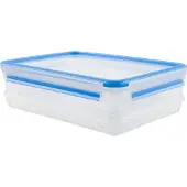 EMSA CLIP & CLOSE Frischhaltedosen Set, Box, Rechteckig, 2,65 l, Blau, Transparent, Polypropylen (PP), Thermoplastisches Elastomer (TPE), Deutschland