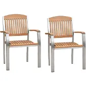Merxx Gartensessel Keros 2er Set, stapelbar - Edelstahl/Akazie