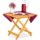 Relaxdays Klapptisch aus Holz, für Wohnzimmer, Balkon & Terrasse, tragbar, stabil, Beistelltisch HBT: 50x50x50 cm, natur