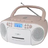 Reflexion RCR2260 weiß-pink / Boombox mit Radio, Kassette, CD und AUX-IN