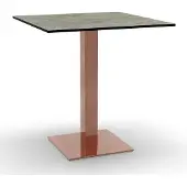 BIG Möbel Bistrotisch HPL Compact Premium | 70x70 cm Beton Grau | Rosé-Gold-Gestell 40x40 cm