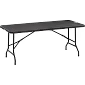 Outsunny Gartentisch Klapptisch für 6 Personen, Buffettisch mit Stahlgestell, Terrassentisch in Holzoptik, HDPE, 180 x 75,5 x 73 cm, Dunkelgrau