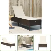 The Living Store Sonnenliege mit Auflage Braun Poly Rattan