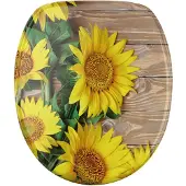 Sanilo WC-Sitz mit Absenkautomatik Sunflower, Toilettendeckel direkt vom Hersteller, Klodeckel, Klobrille, WC Deckel, Toilettensitz, Toilettenbrille