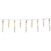 Konstsmide - LED Eiszapfen Lichtervorhang, 16 Zapfen, 24 bernsteinfarbene Dioden, 24V Außentrafo, weißes Kabel - 2746-802