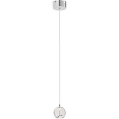 LUCANDE Hayley 1 Pendelleuchte Ø9 Clear/Chrome - , Hayley, Transparent, für Wohnzimmer, Glas, Modern