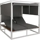 Mendler Aluminium Lounge-Gartenliege MCW-M63b, XL Sonnenliege Daybed, 10cm-Polster 200cm weiß Polster grau
