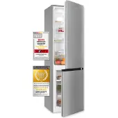 Exquisit Kühl-Gefrierkombination KGC265-70-NF-040C inoxlook | 253 L Volumen | Kühl Gefrierkombination No-frost | Türanschlag wechselbar | Kühlgefrierkombination freistehend