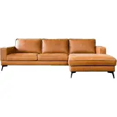 KAWOLA Sofa BLOOM Ecksofa Leder cognac Recamiere rechts