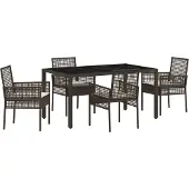 vidaXL Möbel 5-teiliges Garten-Ess-Set mit Kissen Braun Poly Rattan - Gartenstühle 3334865