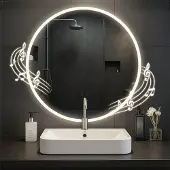 CLP Badspiegel Laconia Bluetooth-Lautsprecher Anti-Beschlag LED-Beleuchtung dimmbar Größe Ø 80