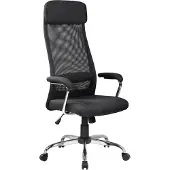 Dmora Bürostuhl Canberra, Präsidentensessel mit Armlehnen, Ergonomischer Bürostuhl, 65x65h126/136 cm, schwarz