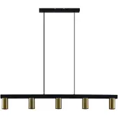 LINDBY Baliko 5 Pendelleuchte Black/Brass - , Baliko, dimmbar, Schwarz, für Wohnzimmer, Metall, Modern