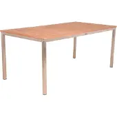 DELUKE Gartentisch ELSA - Teak, Silber , 180x90x75cm | Terrassentisch Wetterfest Outdoor Tisch