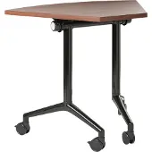 Beliani Schreibtisch Dunkelbraun MDF-Tischplatte u. Metallgestell 90x64 cm Modulsystem Klappbar Faltbar mit Rollen Mobil Bürotisch für Homeoffice Büro