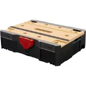 Stier Systainer T-LOC MFT BLACK-Edition, 396x296x105mm, mobile Werkbank, Spanntisch, Transportbox