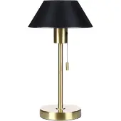 Beliani Tischlampe Schwarz und Gold mit Kegelschirm und Zugschalter Arbeitszimmer Modern