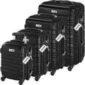 TecTake Hartschalenkoffer-Set Mila 4-teilig aus robustem ABS-Kunststoff inkl. Kofferwaage und -anhänger