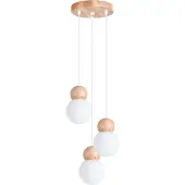 Sollux Hängeleuchte PEKKA 3P weiß/naturfarbenes Holz 3xG9 8W Glas/Holz 124x31x31cm