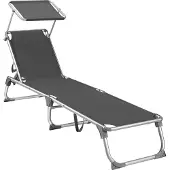 Songmics Gartenliege, klappbar 193 x 55 x 31 cm verstellbar rauchgrau