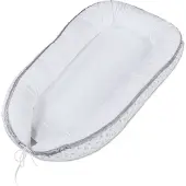 Babybay Kuschelnest Piqué, weiß Sterne perlgrau